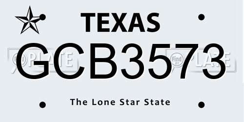 GCB3573 Texas License Plate