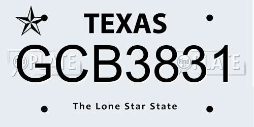 GCB3831 Texas License Plate
