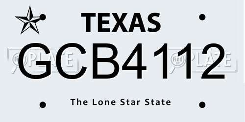 GCB4112 Texas License Plate