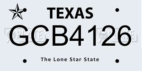 GCB4126 Texas License Plate