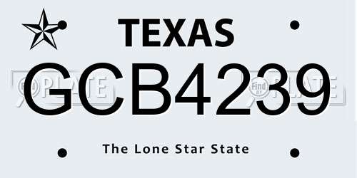 GCB4239 Texas License Plate