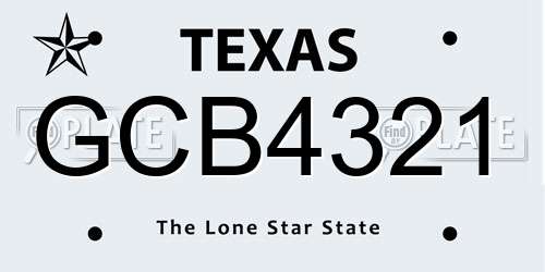 GCB4321 Texas License Plate