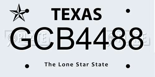 GCB4488 Texas License Plate