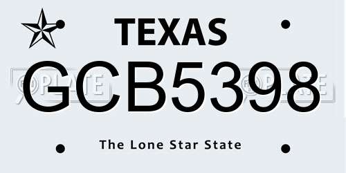 GCB5398 Texas License Plate