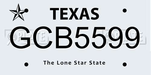 GCB5599 Texas License Plate