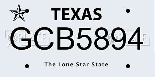 GCB5894 Texas License Plate