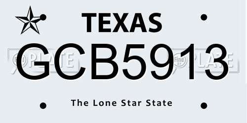 GCB5913 Texas License Plate