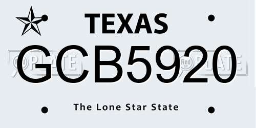 GCB5920 Texas License Plate