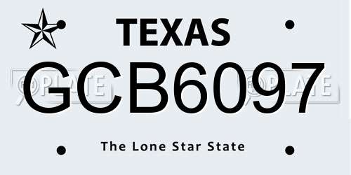 GCB6097 Texas License Plate