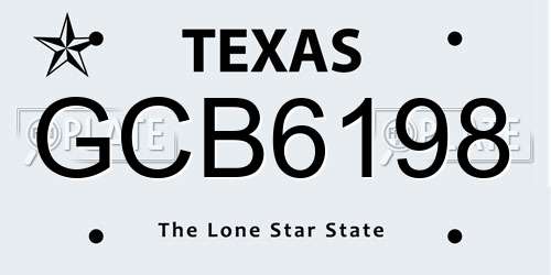 GCB6198 Texas License Plate