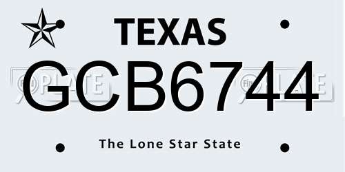 GCB6744 Texas License Plate