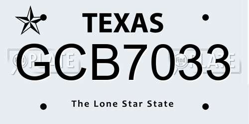 GCB7033 Texas License Plate
