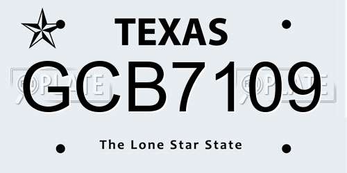 GCB7109 Texas License Plate