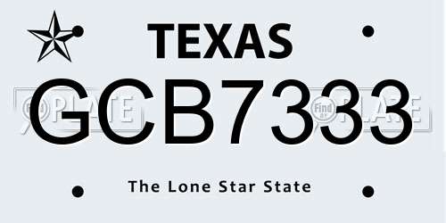 GCB7333 Texas License Plate