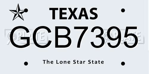 GCB7395 Texas License Plate