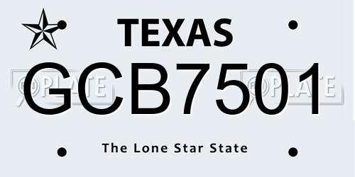 GCB7501 Texas License Plate