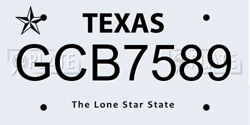 GCB7589 Texas License Plate