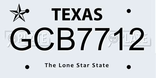 GCB7712 Texas License Plate