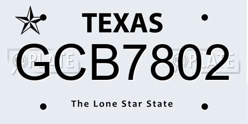 GCB7802 Texas License Plate