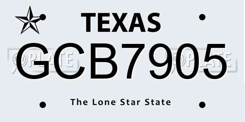 GCB7905 Texas License Plate