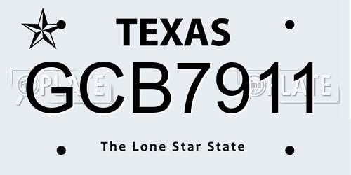 GCB7911 Texas License Plate