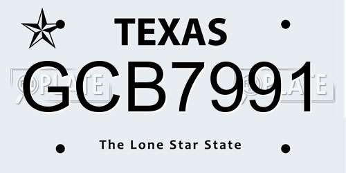 GCB7991 Texas License Plate