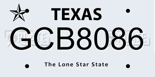GCB8086 Texas License Plate