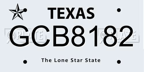 GCB8182 Texas License Plate