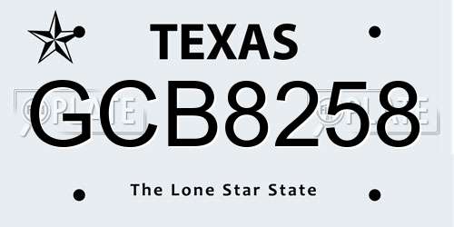 GCB8258 Texas License Plate