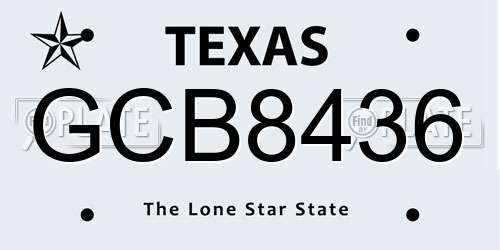 GCB8436 Texas License Plate