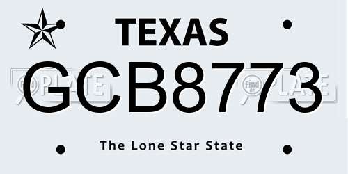 GCB8773 Texas License Plate