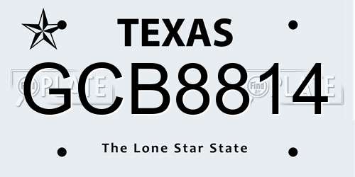 GCB8814 Texas License Plate