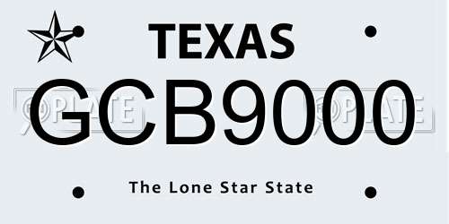 GCB9000 Texas License Plate