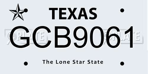 GCB9061 Texas License Plate
