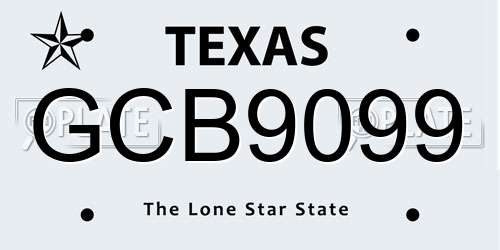 GCB9099 Texas License Plate
