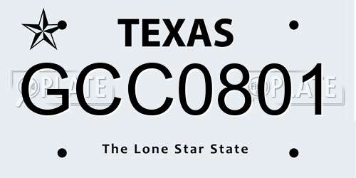 GCC0801 Texas License Plate