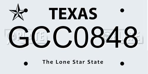 GCC0848 Texas License Plate