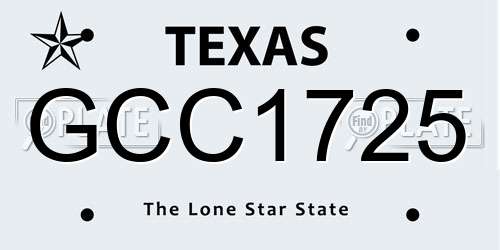 GCC1725 Texas License Plate