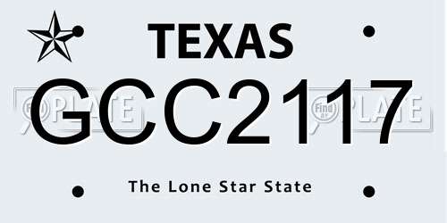 GCC2117 Texas License Plate