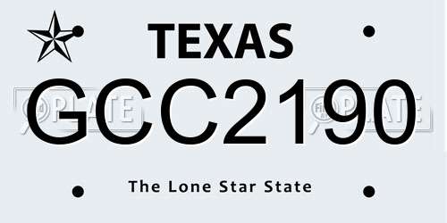 GCC2190 Texas License Plate