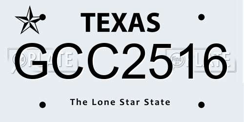GCC2516 Texas License Plate