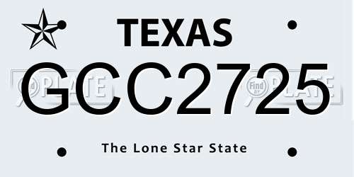 GCC2725 Texas License Plate