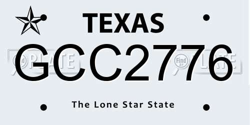 GCC2776 Texas License Plate
