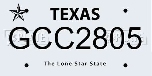 GCC2805 Texas License Plate