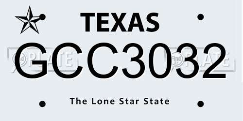 GCC3032 Texas License Plate