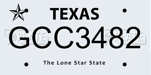 GCC3482 Texas License Plate