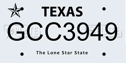 GCC3949 Texas License Plate