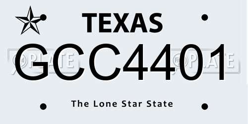 GCC4401 Texas License Plate