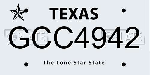 GCC4942 Texas License Plate
