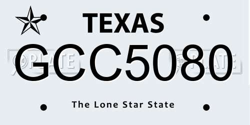 GCC5080 Texas License Plate